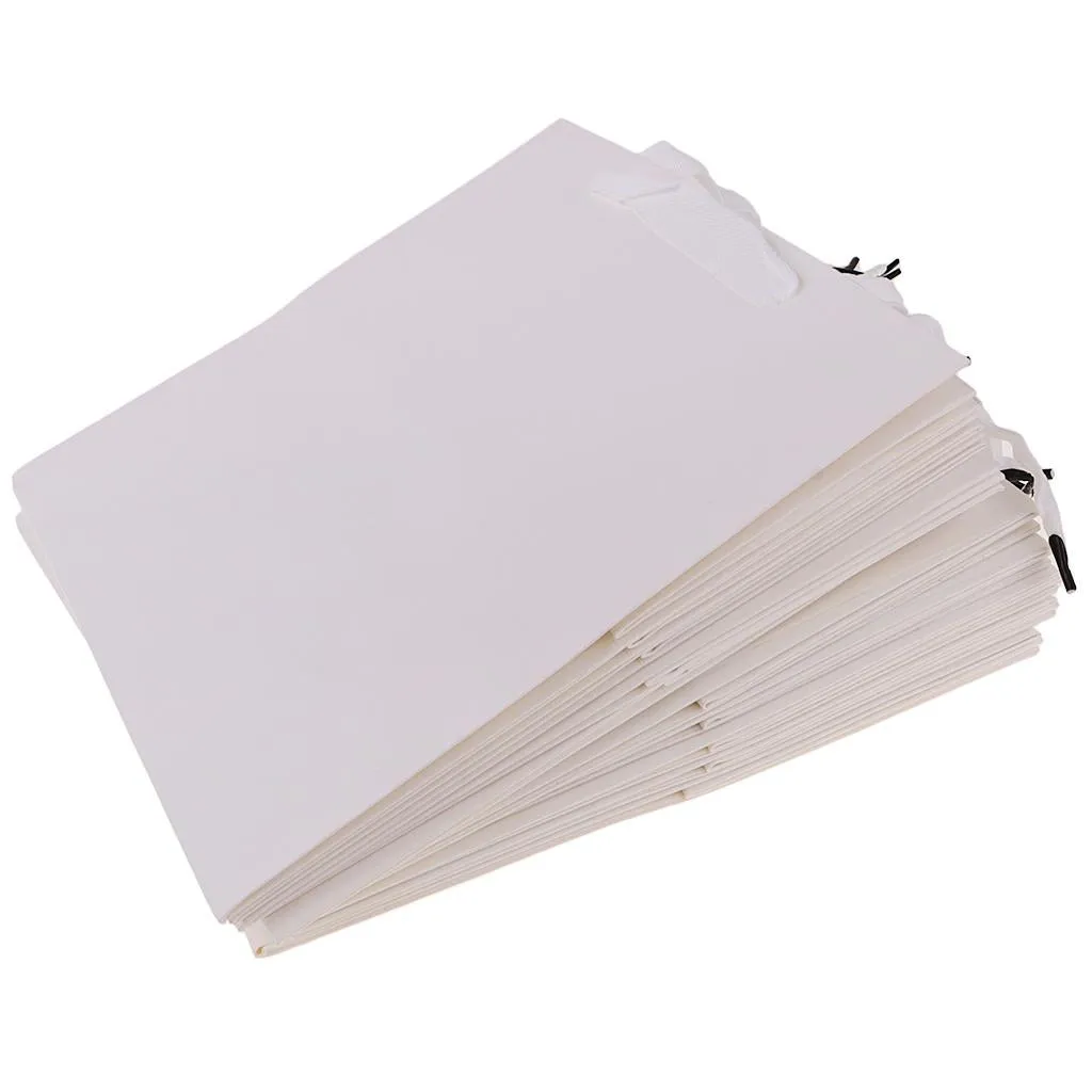 10 Pieces Party Kraft Paper Gift Bags Wedding Loot Bags 25x25x25cm White