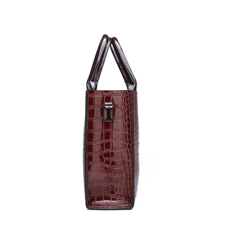 3-in-1 Women Handbag Simple Versatile Crocodile Pattern Large Shoulder