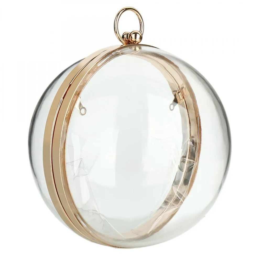 Acrylic Round Ball Shoulder Bag For Women Crossbody With Chain Transparent  Clutch