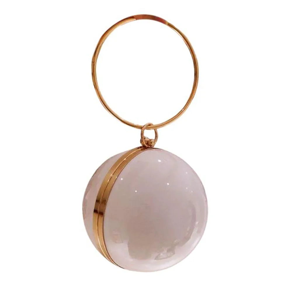 Acrylic Round Ball Shoulder Bag For Women Crossbody With Chain Transparent  Clutch