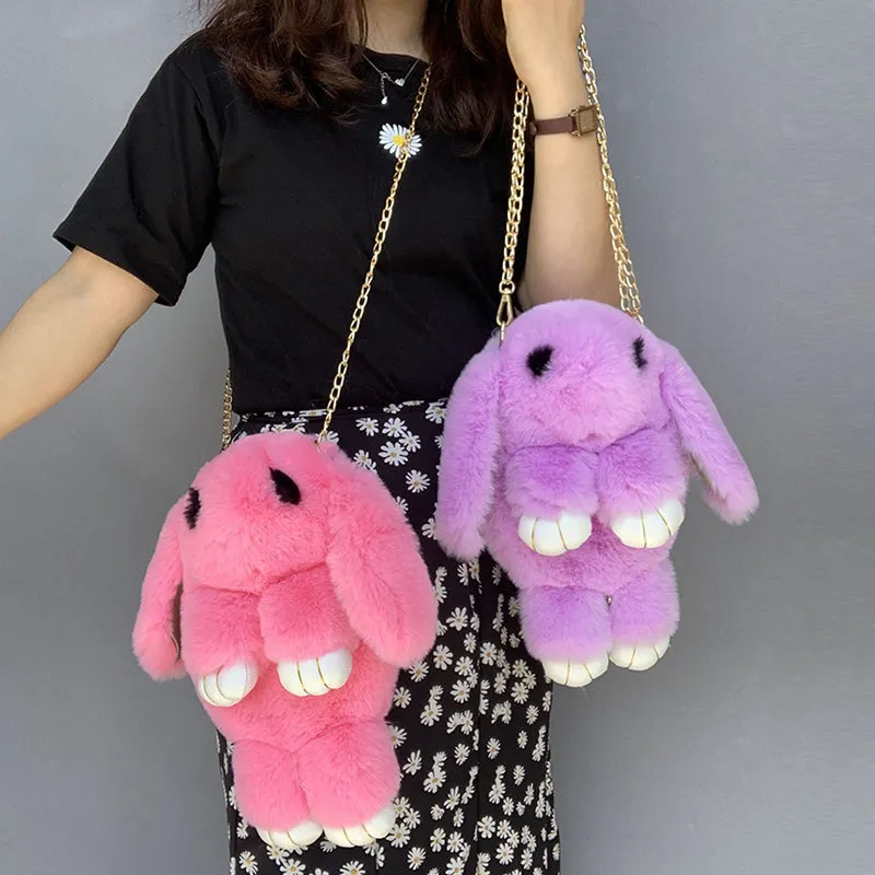 Adorable Plush Bunny Crossbody Bag for Stylish Girls