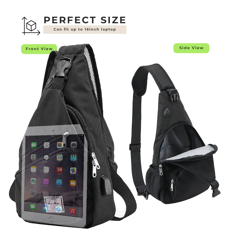 Anti-Theft USB Charging Crossbody Bag | 3.7L, Polyester