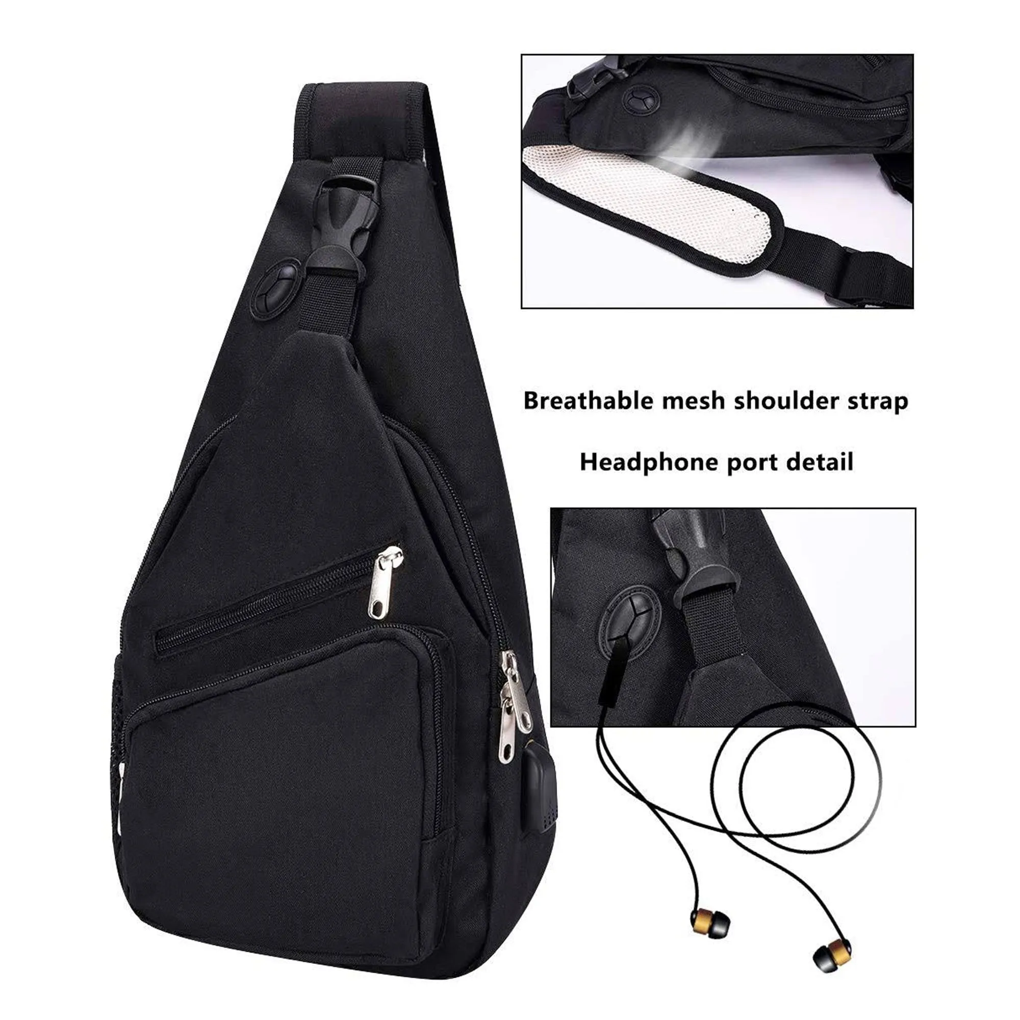 Anti-Theft USB Charging Crossbody Bag | 3.7L, Polyester