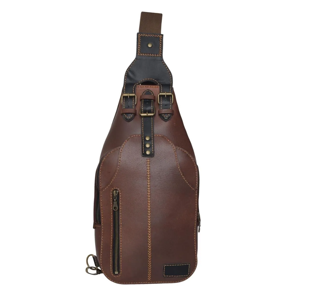 Authentic Brown Men's Crossbody Leather Sling Bag