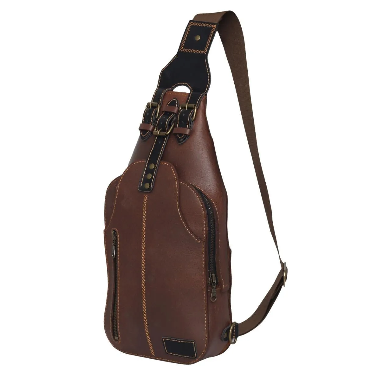 Authentic Brown Men's Crossbody Leather Sling Bag