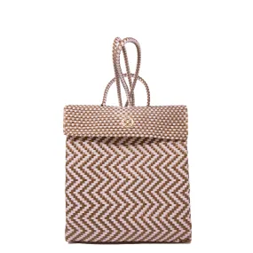 Backpack White Gold Chevron