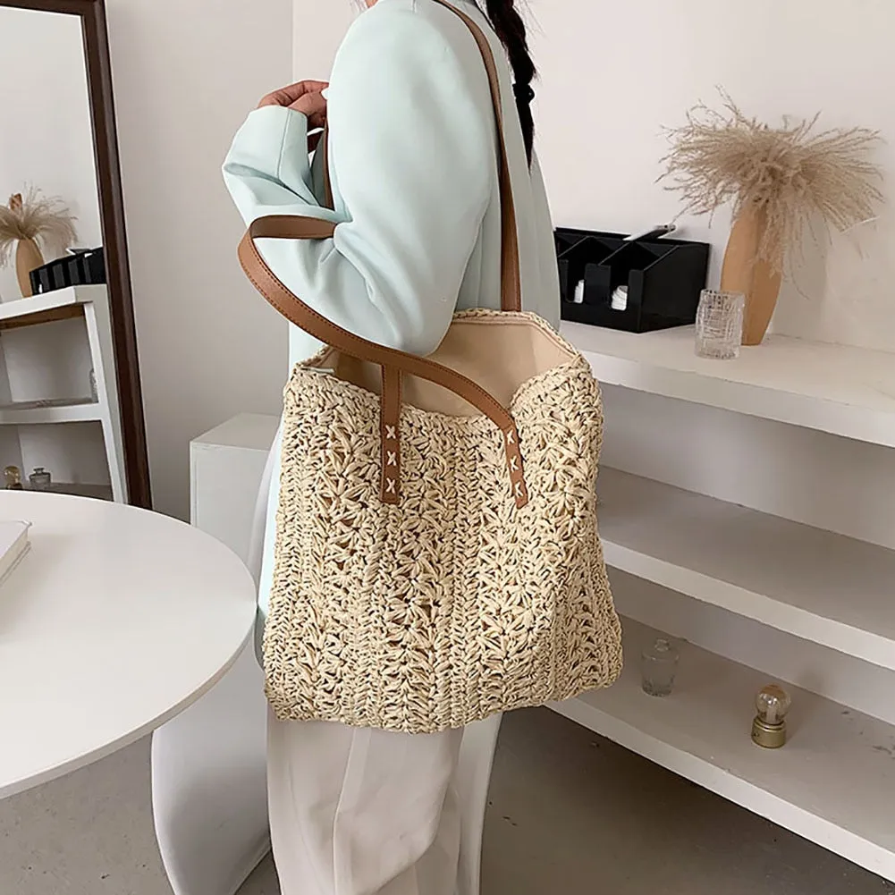 Bags for Women Straw Hand-woven Handbag Lady Casual Solid Color Large Capacity Top-handle Bag Luxury Brand Designer Handbags