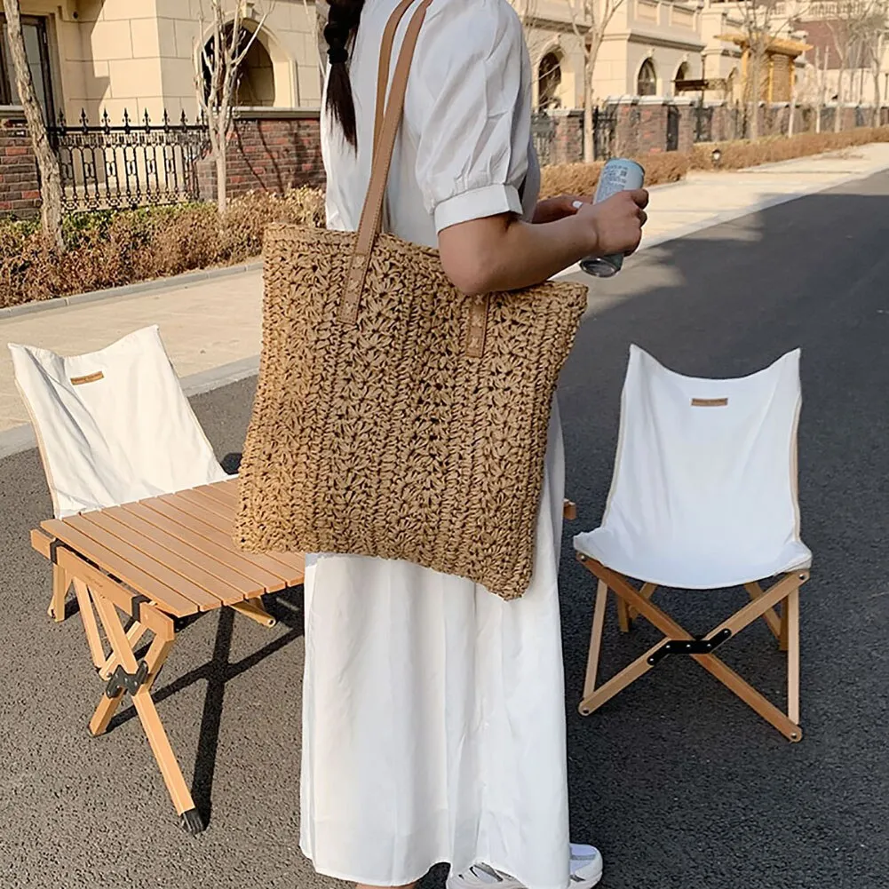 Bags for Women Straw Hand-woven Handbag Lady Casual Solid Color Large Capacity Top-handle Bag Luxury Brand Designer Handbags