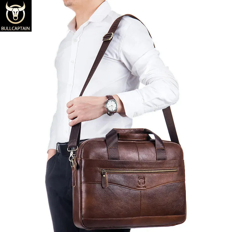 Bullcaptain Genuine Leather Executive Briefcase