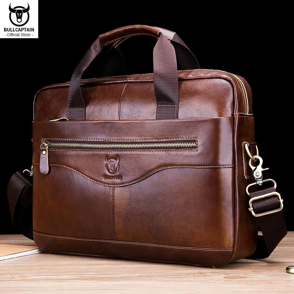 Bullcaptain Genuine Leather Executive Briefcase