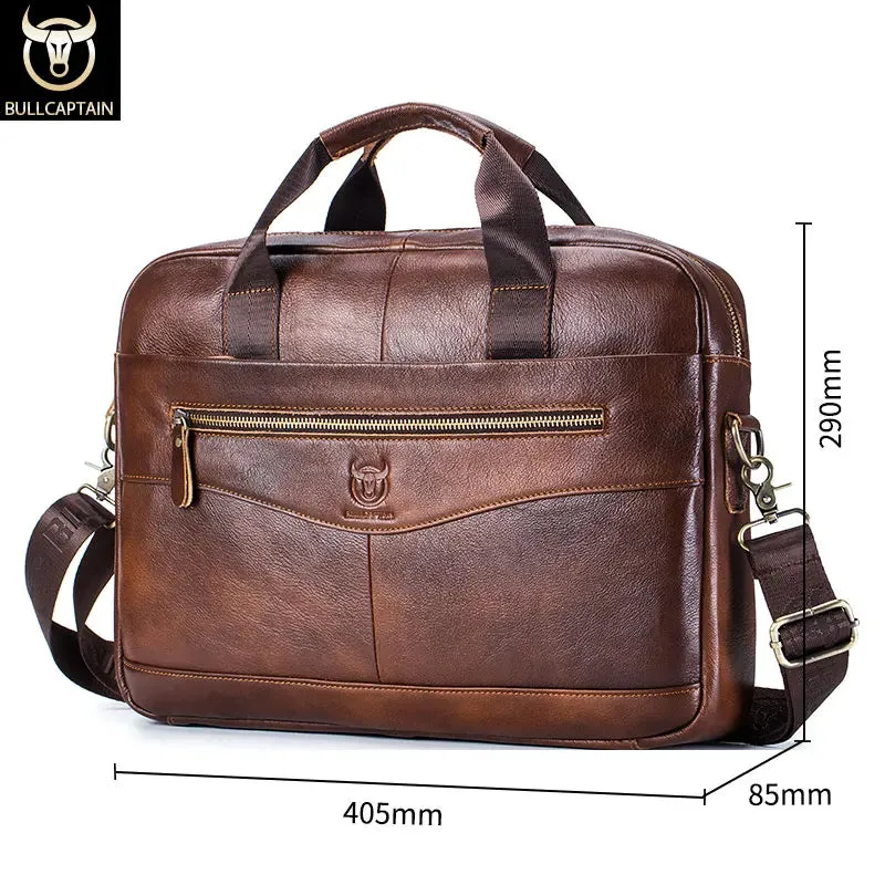 Bullcaptain Genuine Leather Executive Briefcase