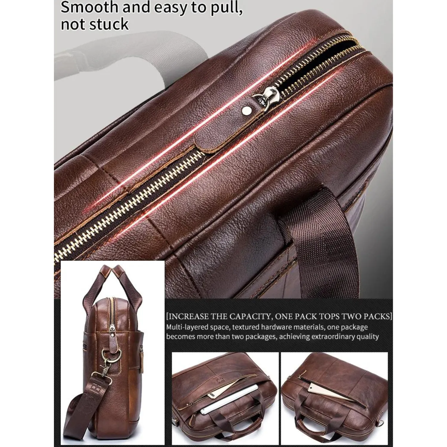 Bullcaptain Genuine Leather Executive Briefcase