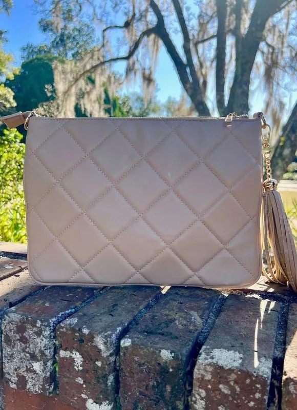 Caroline Hill Madelyn Clutch Tan Quilted LD