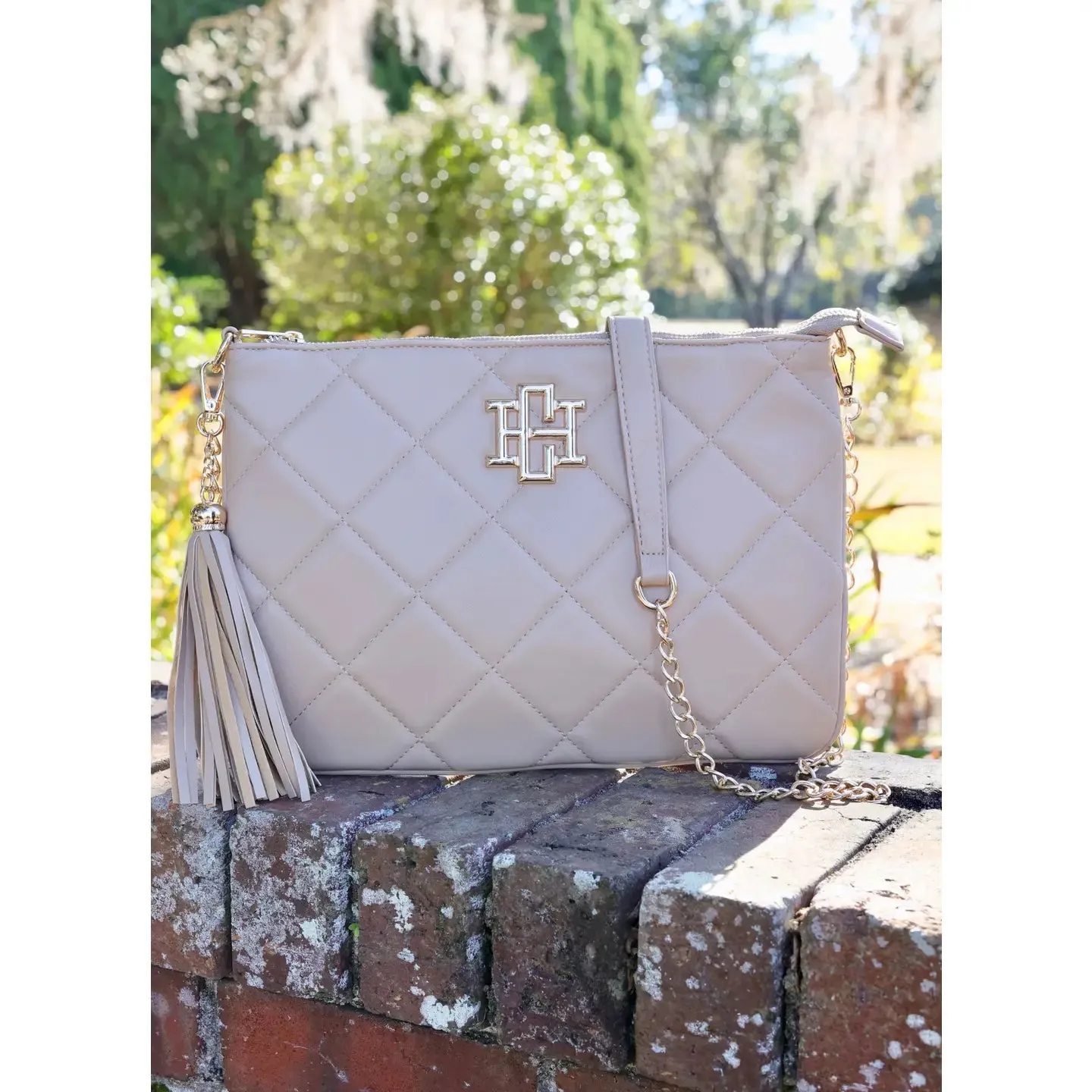 Caroline Hill Madelyn Clutch Tan Quilted LD