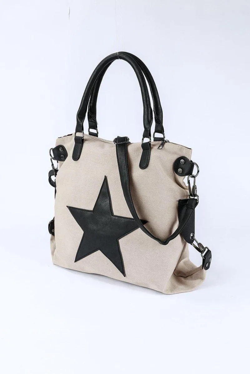 Casual Beige Star Canvas Bag