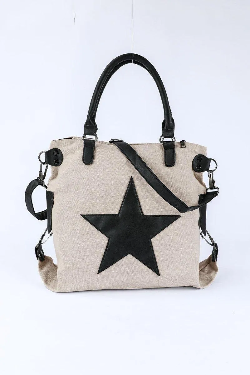 Casual Beige Star Canvas Bag