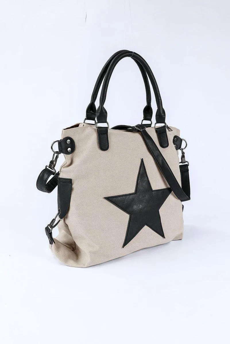 Casual Beige Star Canvas Bag