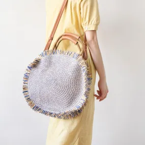 Christmas Gift Bohemian Round Straw Bags Rattan Women Handbags Handmade Woven Tote Wicker Shoulder Crossbody Bags Large Summer Beach Bag Purse