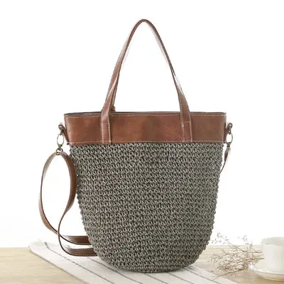 Christmas Gift casual rattan large capacity tote wicker woven women handbags handmade shoulder crossbody bag summer beach straw bags big purse