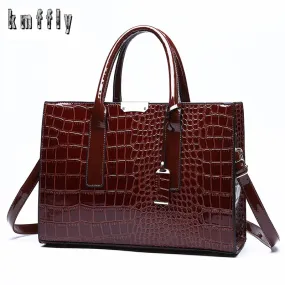 Christmas Gift Crocodile Pattern Shoulder Bags Luxury Oil Wax PU Leather Womens Bags Designer Women Crossbody Casual Handbag Female Tote Bags