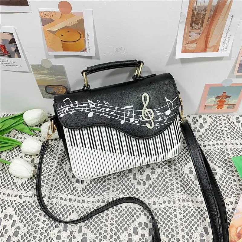 Christmas Gift Embroidered Piano Keys Square Tote Bag 2021 New High Quality Pu Leather Women's Designer Handbag Small Shoulder Messenger Bag