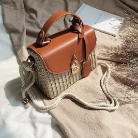 Christmas Gift fashion rattan women shoulder bags designer handbags luxury wicker woven crossbody bag summer beach straw bag lady small purses