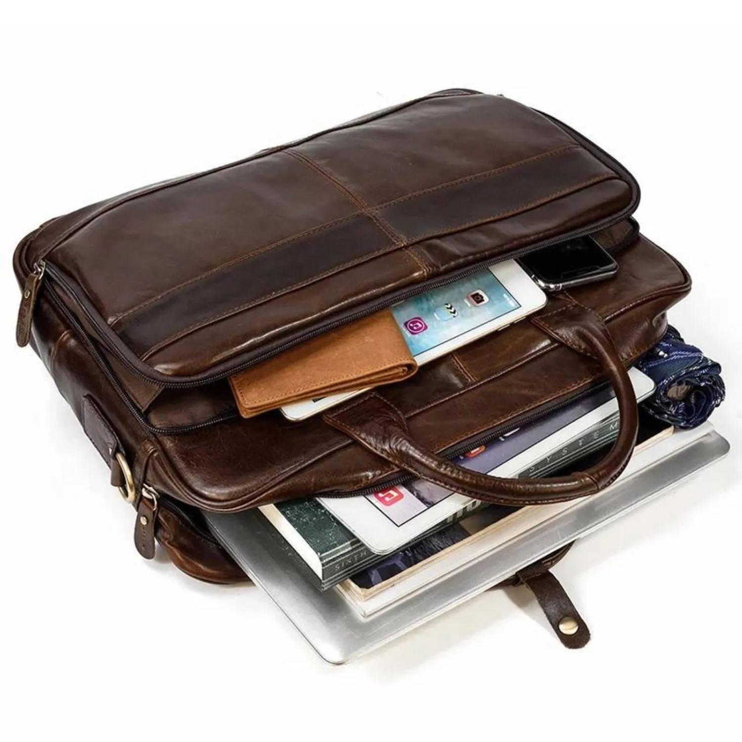 Classic Leather Laptop Briefcase - Professional and Versatile