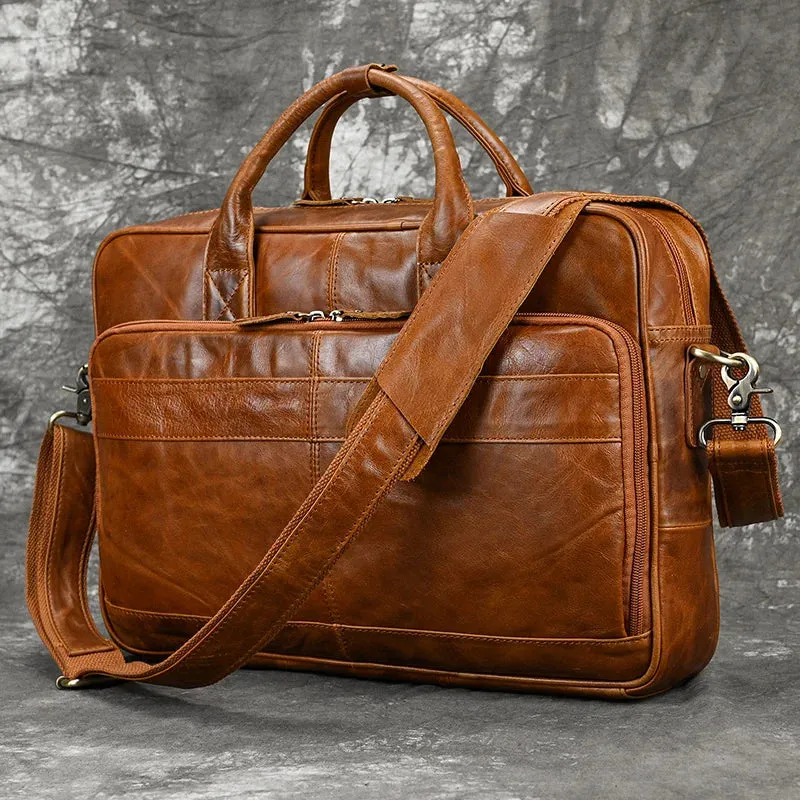 Classic Leather Laptop Briefcase - Professional and Versatile