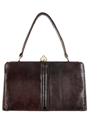 Classic Riviera Brown Lizard Skin Vintage Frame Bag