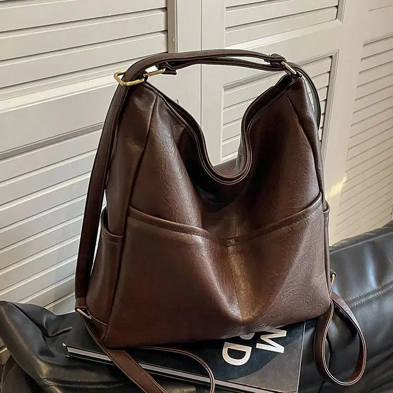 Convertible Leather Backpack Tote Bag