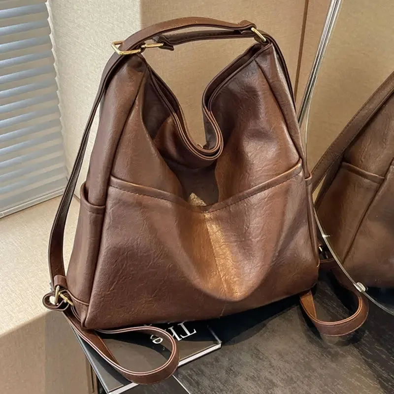 Convertible Leather Backpack Tote Bag