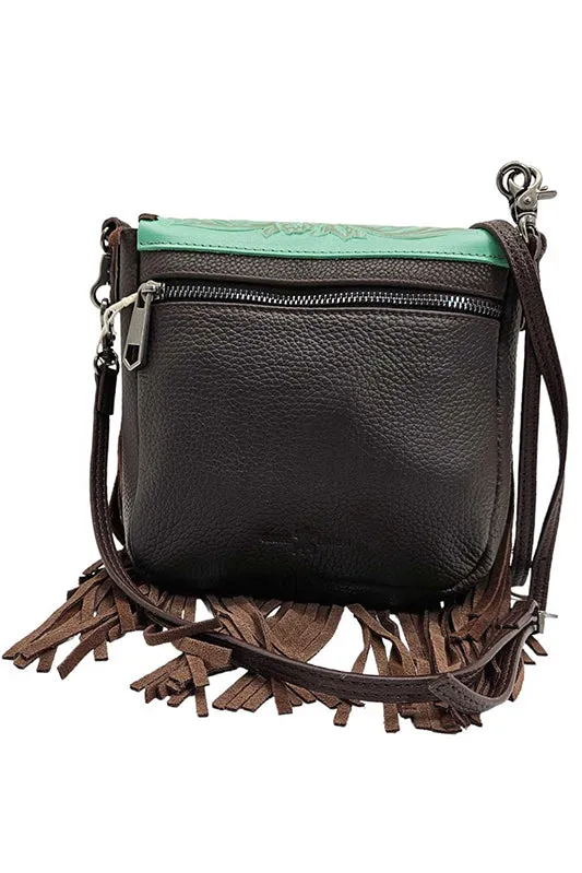 Cowgirl Up Turquoise Leather Fringe Handbag