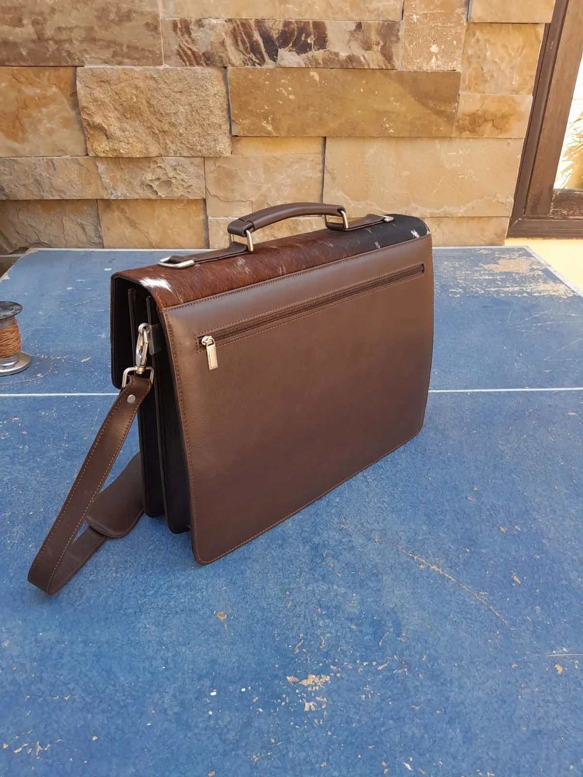 Cowhide Briefcase Bag Tricolor