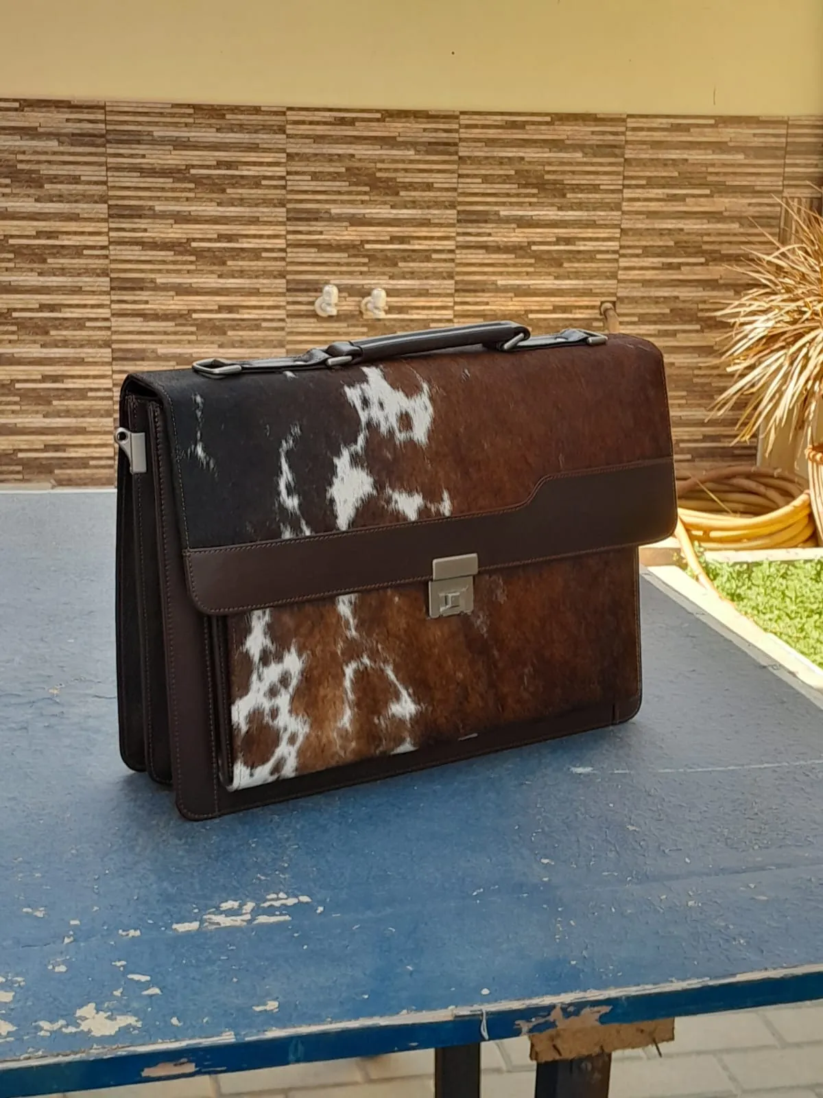 Cowhide Briefcase Bag Tricolor