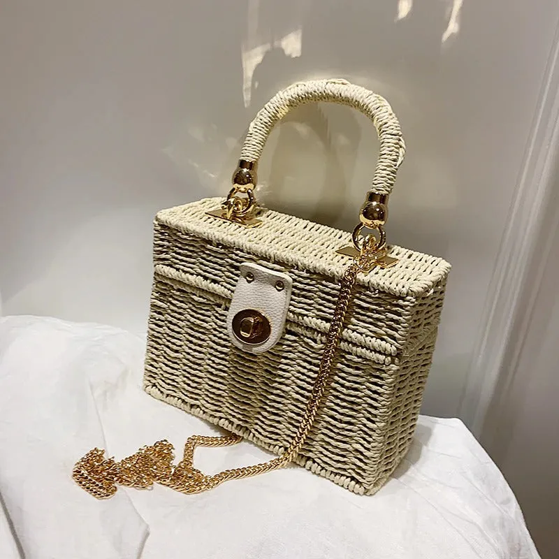 Designer Box Straw Bag