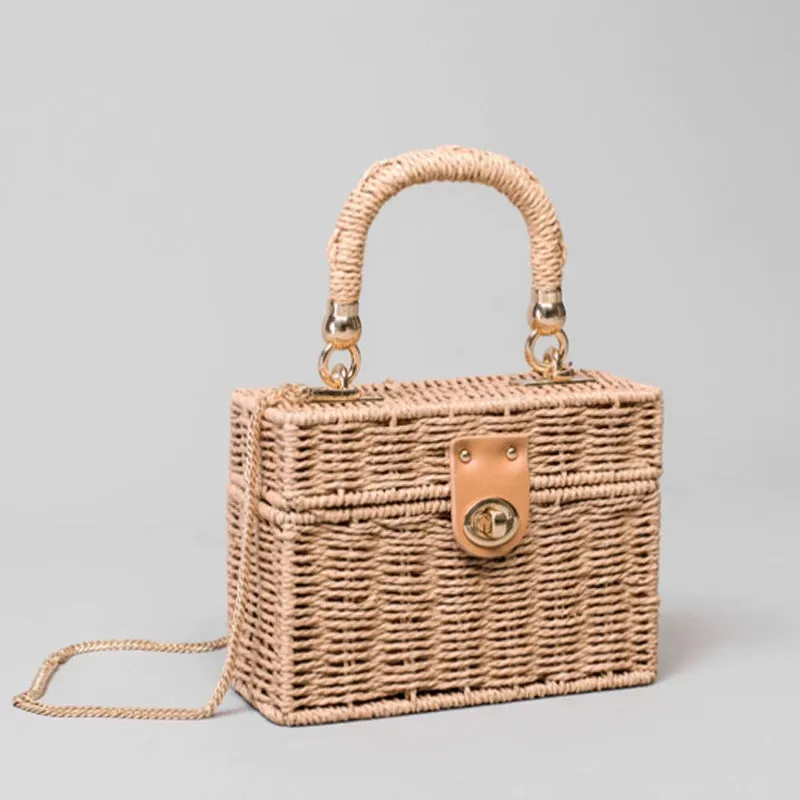 Designer Box Straw Bag