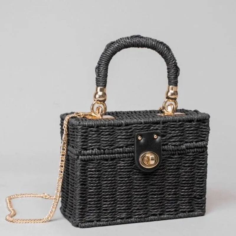 Designer Box Straw Bag