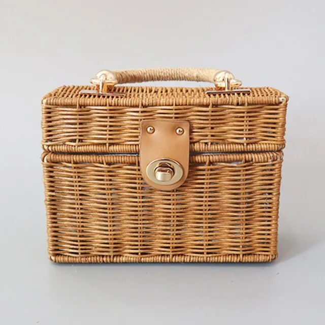 Designer Box Straw Bag