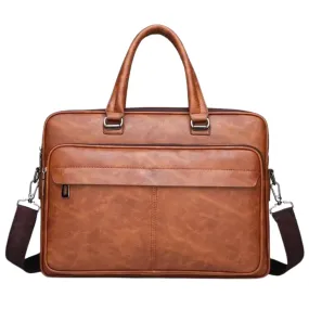 Elegant Brown Leather-Style Document Bag