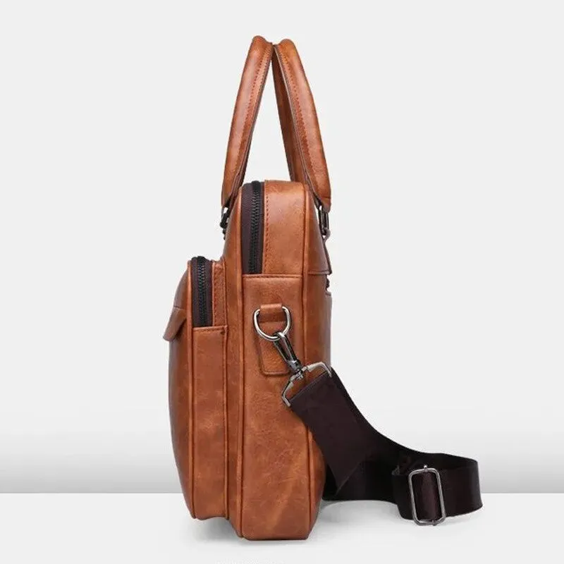 Elegant Brown Leather-Style Document Bag