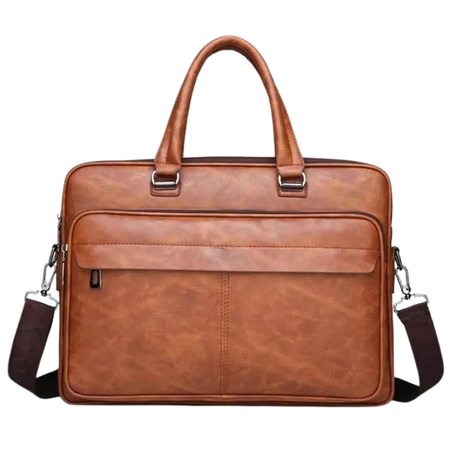 Elegant Brown Leather-Style Document Bag