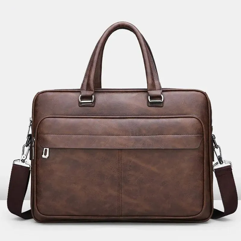 Elegant Brown Leather-Style Document Bag