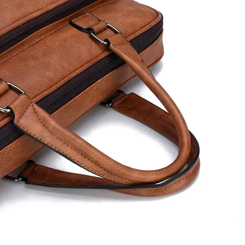 Elegant Brown Leather-Style Document Bag