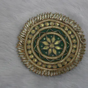 Elegant Green & Golden Gota Decorative Patch