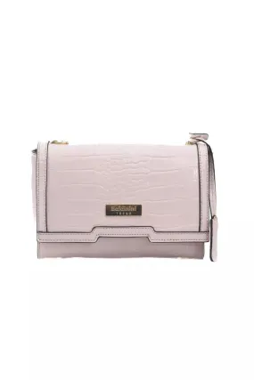 Elegant Pink Shoulder Flap Bag with Golden Accents