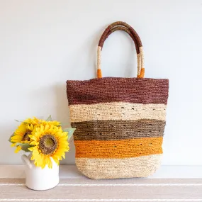 Elena Handbags Striped Large Soft Raffia Woven Summer Straw Tote Bag