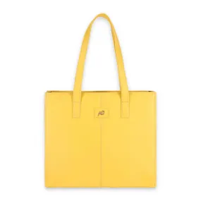 Everyday Women's Leather  Zipper Tote Bag-Mustard Yellow