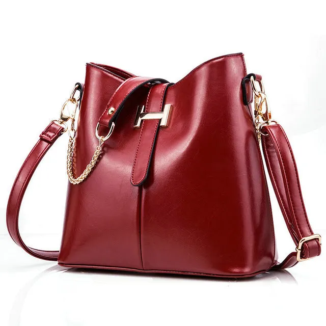 FAB Women luxury Quality Messenger Bags Genuine Leather Elegant  Bucket Shoulder Bags