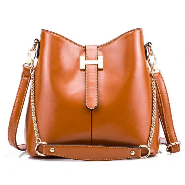 FAB Women luxury Quality Messenger Bags Genuine Leather Elegant  Bucket Shoulder Bags