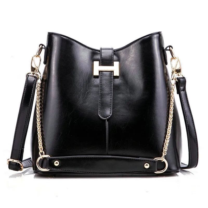 FAB Women luxury Quality Messenger Bags Genuine Leather Elegant  Bucket Shoulder Bags